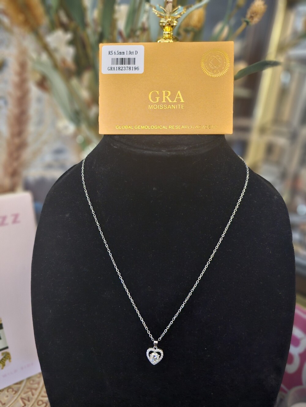 Moissanite Necklace in Heart Pendant with GRA - Picture 4 of 7